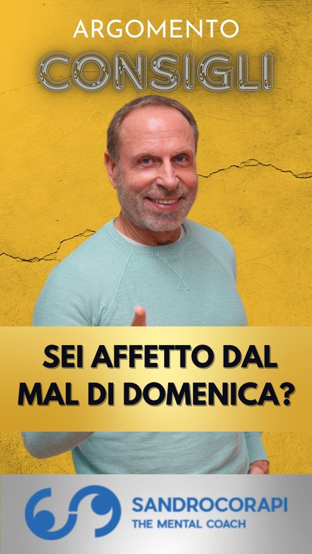 Sei affetto dal mal di domenica? 🤒
È domenica pomeriggio e tu pensi già al lavoro e a tutto ciò che devi fare.
Un mix di:
📍 malinconia
📍 ansia
📍 stress
Ti è mai successo? Scrivilo nei commenti ⬇️
#consigli #domenica #weekend #pensieri #lavoro #ansia #stress #mentalcoach #sandrocorapi
